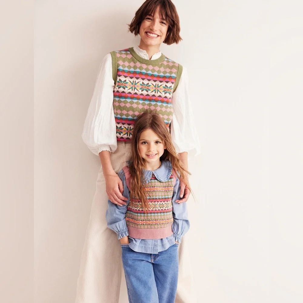 Boden Edie Fair Isle Vest in Green Heritage - Picture 14 of 14